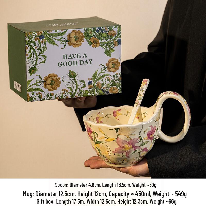 

OLOEY Retro French Floral Ceramic Mug