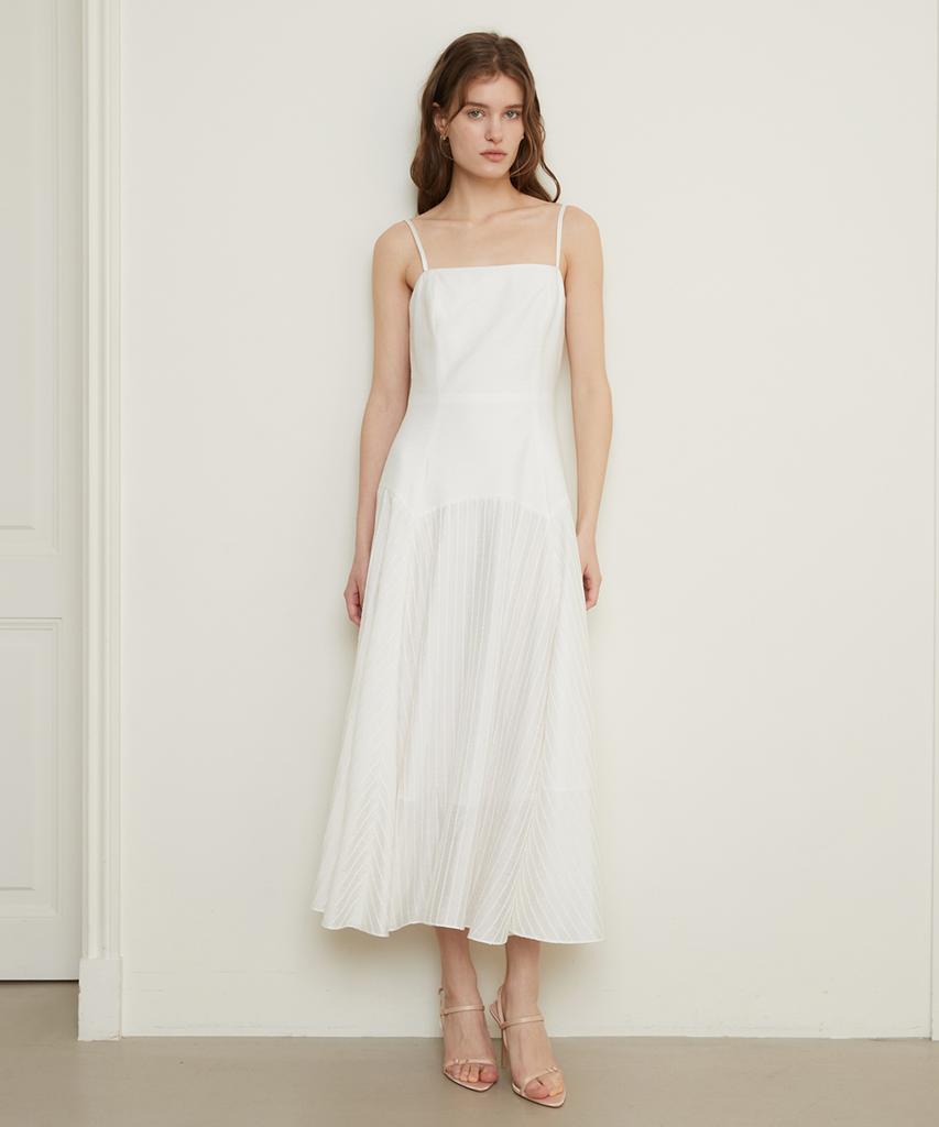 Paul And Alice Camisole Flared Dress / White