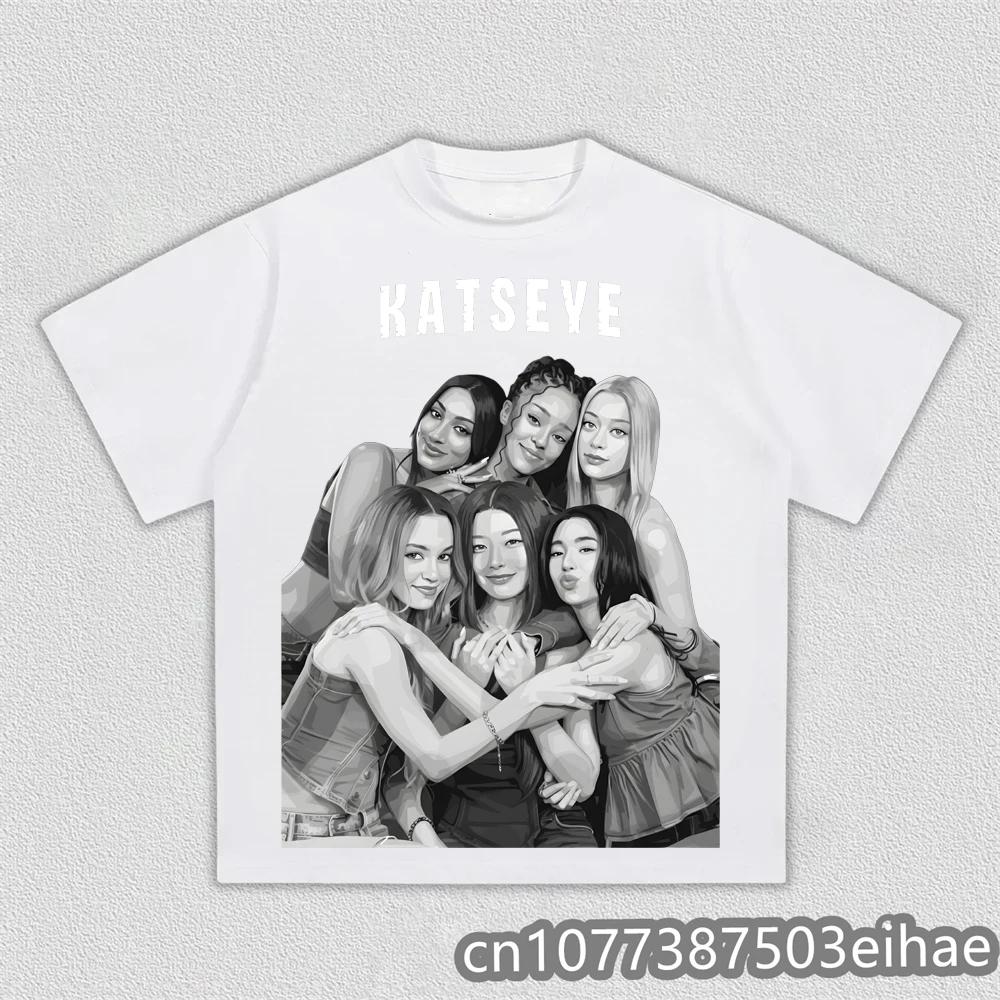 Unisexs Y2K Korean Style Gothic Katseye Print Graphic TShirt Crew Neck Short Sleeve Casual Top for Kids