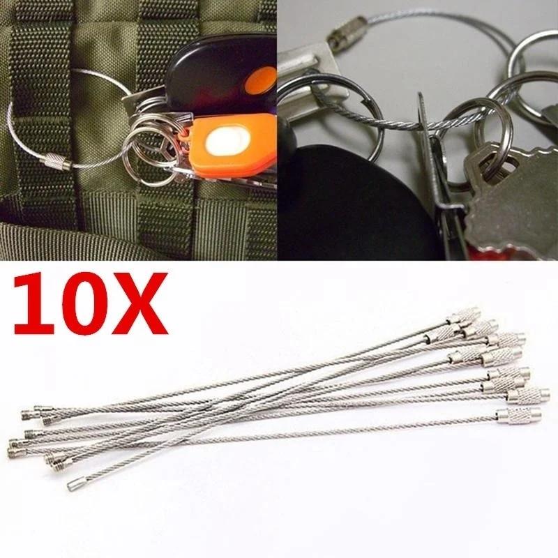 5 buc/10 buc Cablu cu buclă cu șurub de blocare Gadget Inel Cheie Breloc Oțel Inoxidabil Etichetă Coardă Cerc Coardă de Camping Accesorii