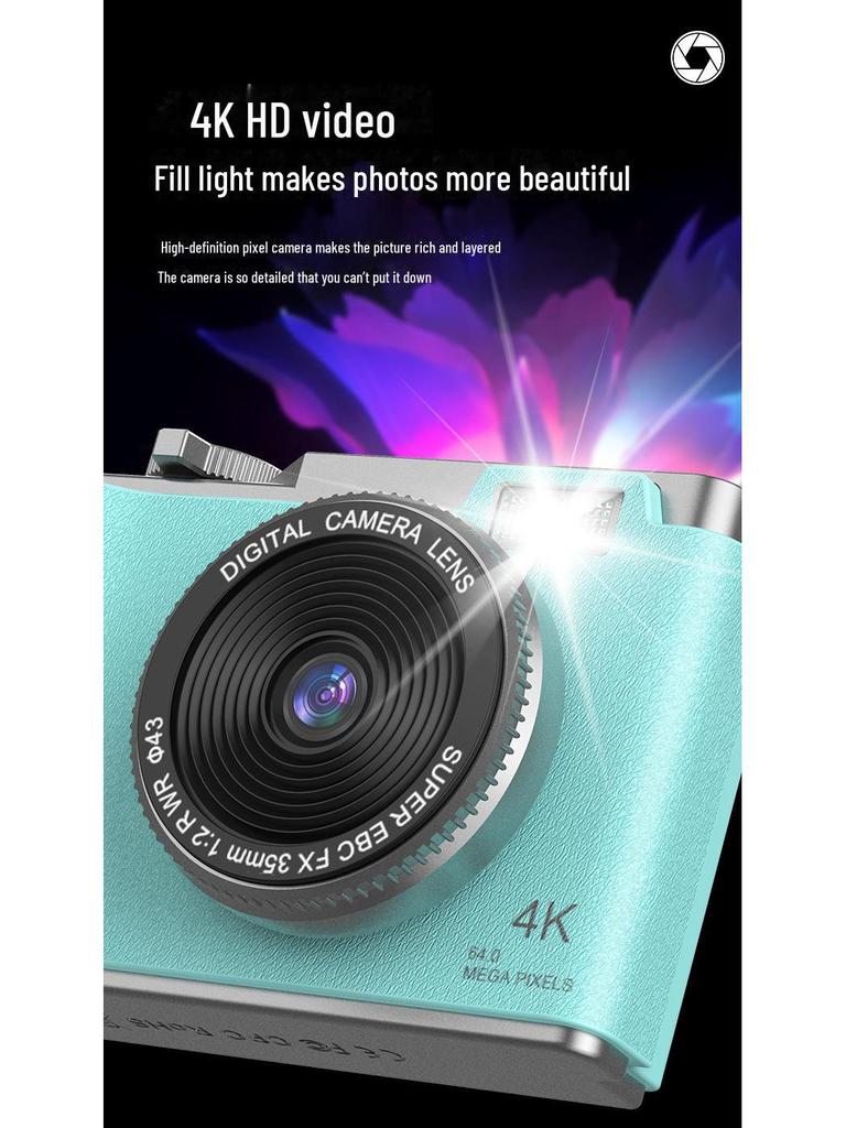 Retro Style 4K HD Dual Camera: Trendy Portable Digital Camera for Students