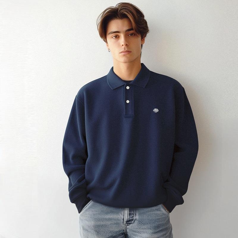 Polo da uomo a maniche lunghe Casual da lavoro Pullover Traspiranti Leggere Camicie da golf Vestibilità comoda Camicia a maniche lunghe con bottoni e colletto per uomo