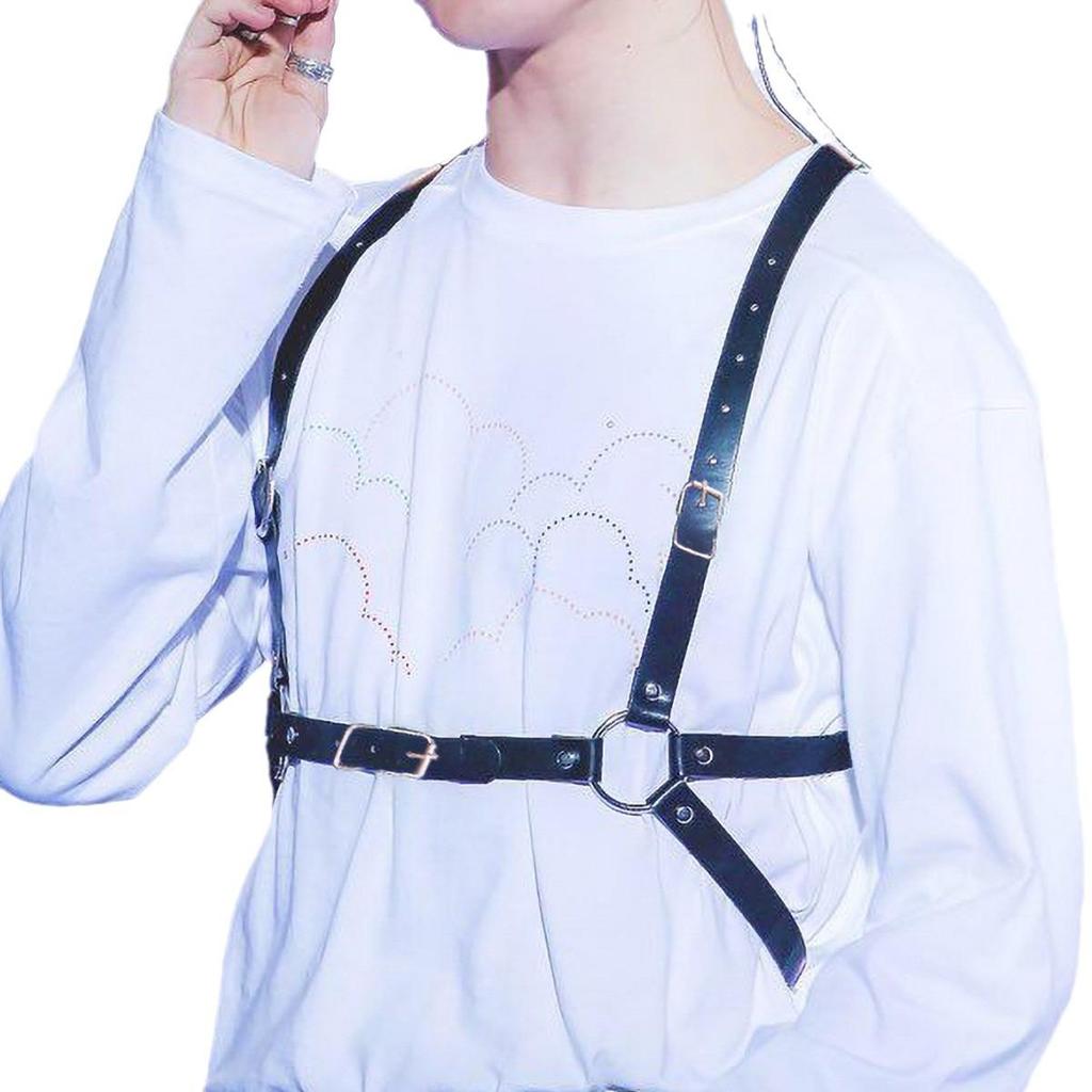 Men's Kpop Stage Performance Leather Harness Suspenders