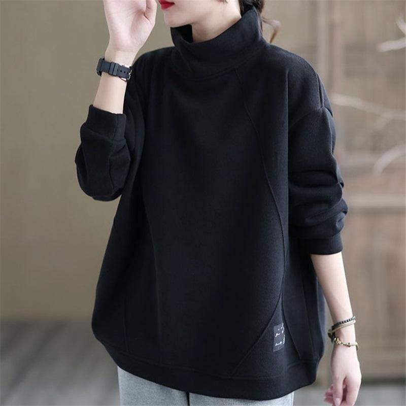 Women's Mock Neck Sweatshirt Casual Loose Fit Pullover Top