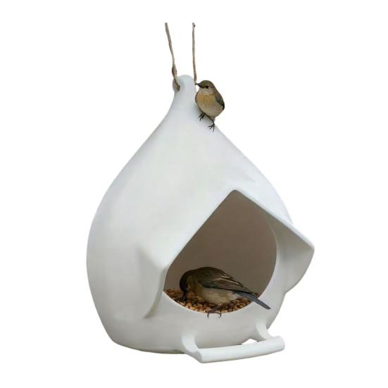 

Зимовий підвісний годівничка для птахів Будиночок-гніздівля у формі краплі води Зовнішня годівничка для птахів Пташина хатинка для диких птахів Декор для двору, саду, патіо білий