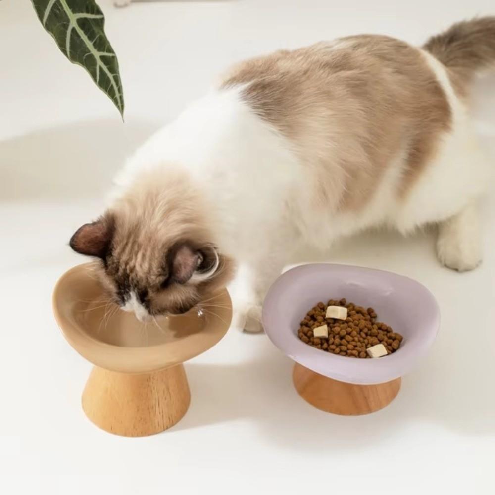 Non-Slip Dog High Foot Bowl Ceramic Diagonal Neck Bowl Practical Pet Cat Bowl  For Cat Dog