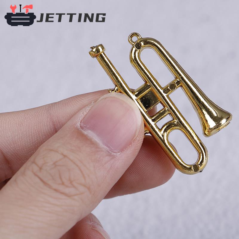 7PCS Mini Plastic Gold Musical Instrument For Christmas Tree Hanging Xmas Decor Gift Collecting Musical Toy
