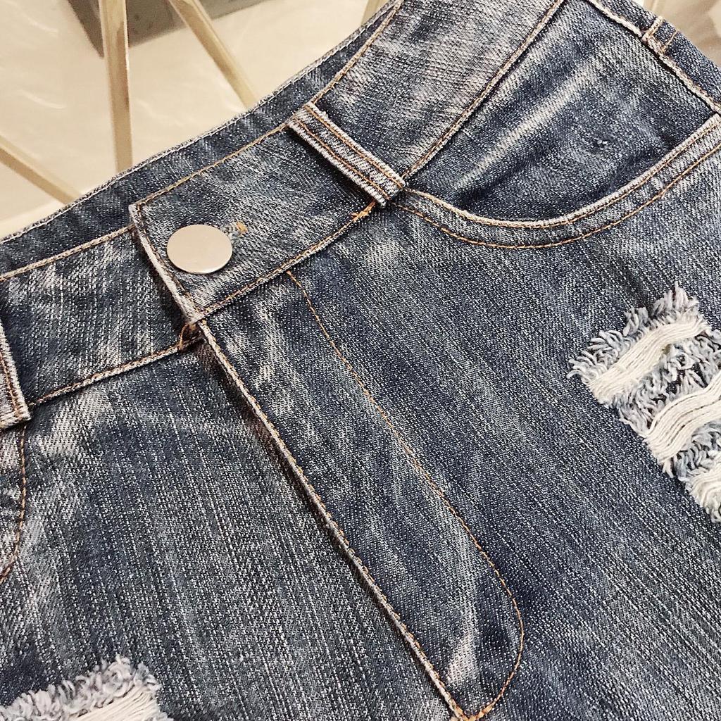 Fashionable Women's Denim Shorts Hot Pants Sexy High Waist Fashion Holes Women's Shorts