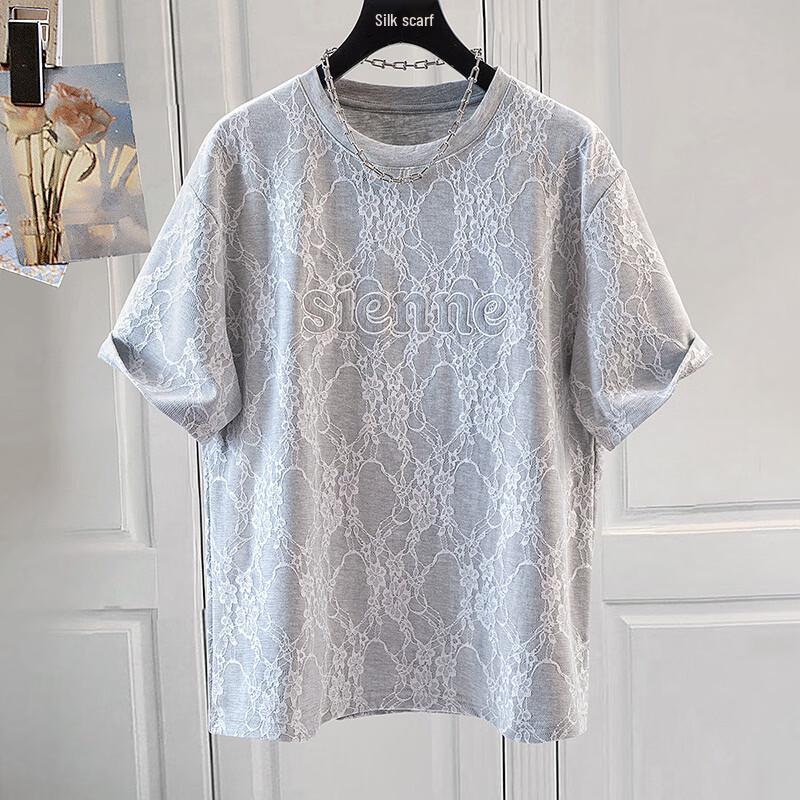 Siboisha Women s 2026 Summer Lace Embroidered T-shirt L