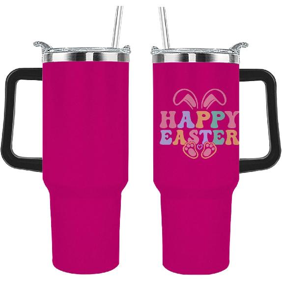 40 Oz Tumbler with Handle Happy Easter Tumbler with Lid and Straw Insulated Tumblers Stainless Steel Tumbler Funny Gift