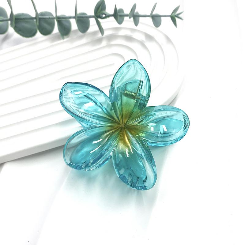 Retro Colorful Frangipani Flower Hair Claw Clip for Women
