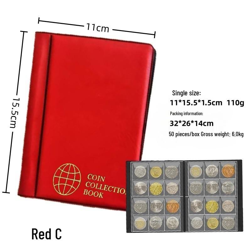 240 Cep Alanlı Büyük Antika Madeni Para Saklama Albümü - Hatıra Madeni Para Koleksiyoncusu Ciltli Dosyası