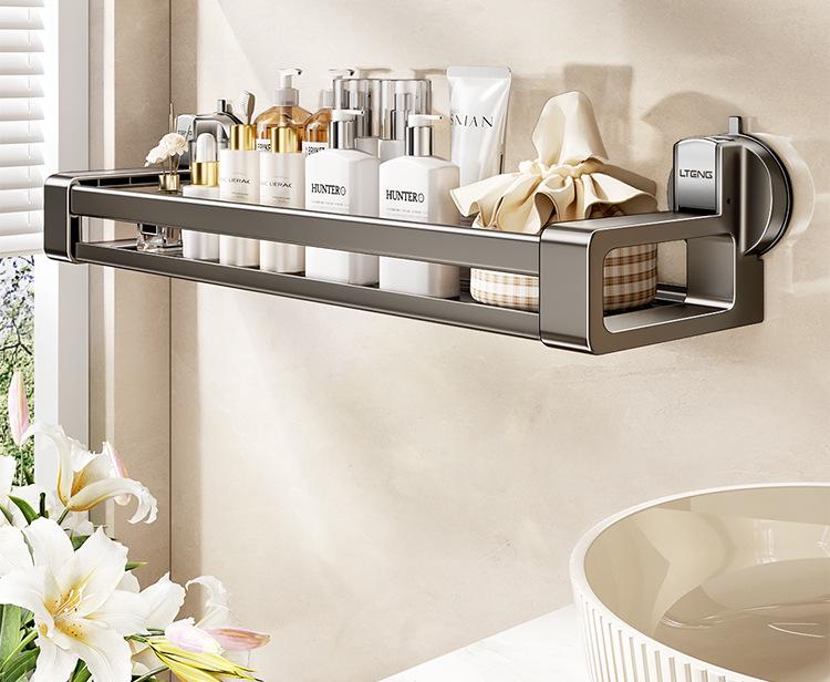 Bathroom Suction Cup Storage Basket - No-Drill Wall-Mounted Organizer