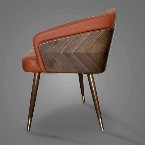 Modern Leisure Dining Chairs Simple Creative Ins Home Furniture Nordic Restaurant Solid Wood Chair Leather Art Backrest Stool