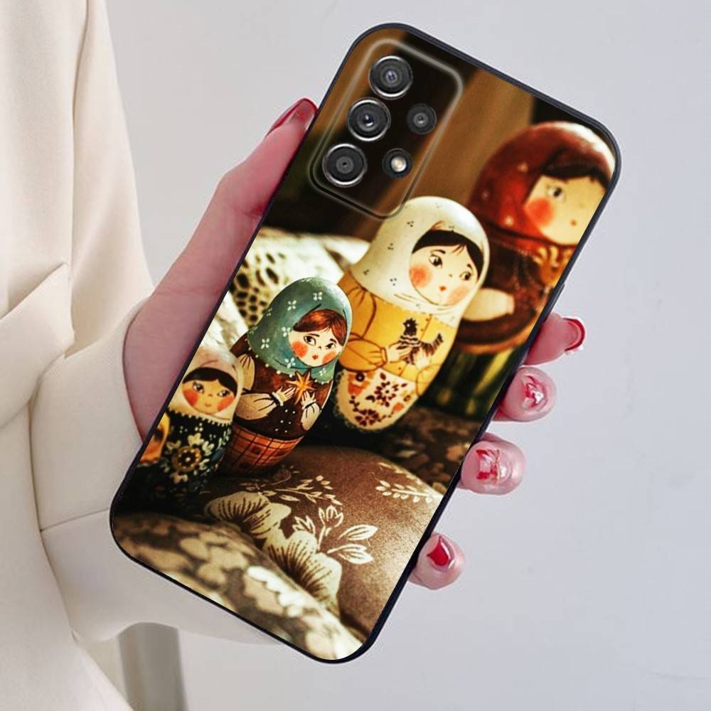 

Cute Cool Russian Art Matryoshka Phone Case For Samsung S24,21,22,23,30,Ultra,20,Plus,Note,10,9,Black soft silicone case SamsungS10