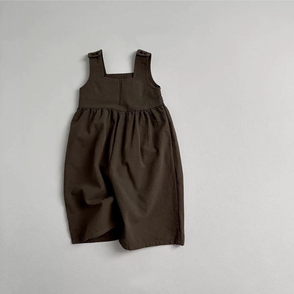 

Toddler Wide-Leg Casual Overalls - Spring & Autumn Solid Color Loose-Fit Pants 90 cm темный кофе