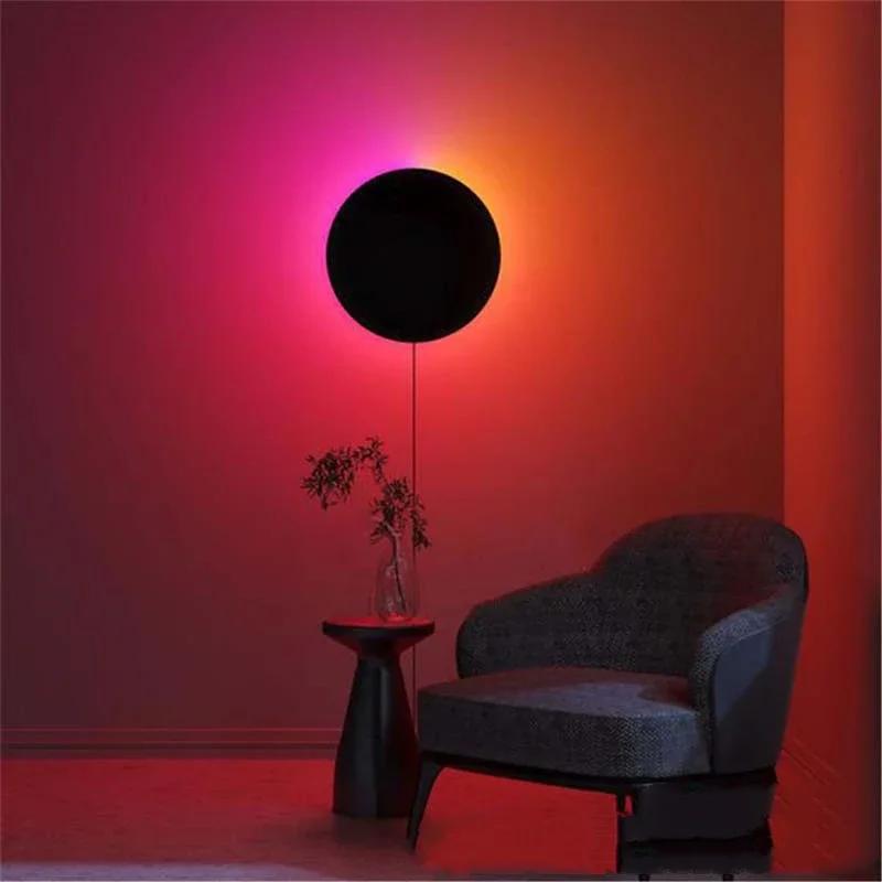 Modern minimalist wall lamp circular LED wall lamp Nordic living room background wall corridor bedroom bedside lighting fixture