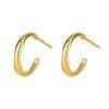 S925 Sterling Silver Retro Gold Textured C-shaped Earrings - European & American Style Versatile Studs