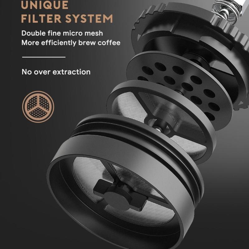 Travel Friendly Stainless Steel French Press Coffees Brewer Double Meshes Filter Vacuum Insulation French Press