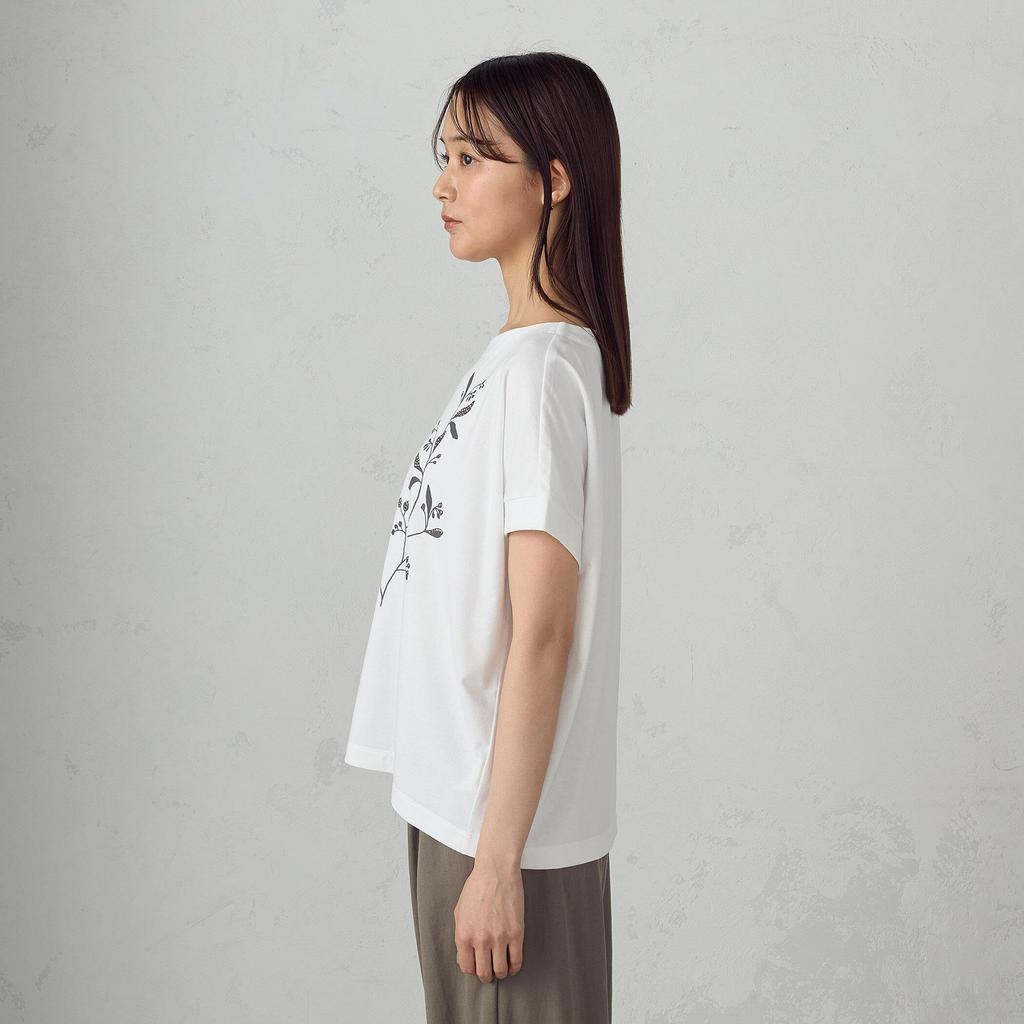Comme Ca Ism Watercolor Inkjet Foil Studded White T-Shirt, 12-90TK04-205,