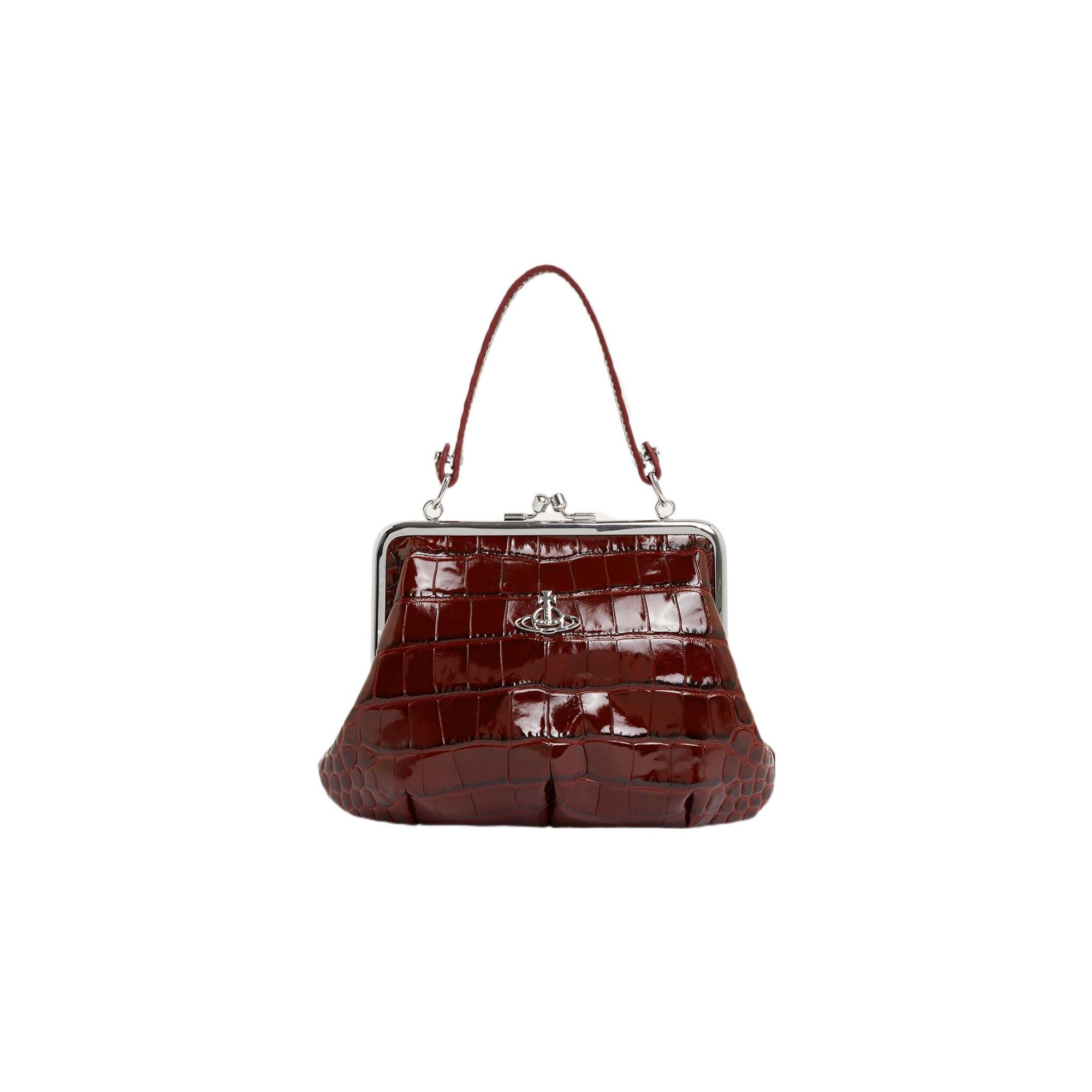 

VIVIENNE WESTWOOD Saturn Logo Detachable Chain Strap Crocodile Pattern Leather Shoulder Crossbody Wallet Women Wallet Burgundy 52020003L0039I401 Basic Set (Bag)