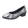 Fashion 2025 New Women Snake Texture Pumps Round Toe American Style Plus Sizes Width Fitting High Heel Mujer Patchwork Shoes Spring