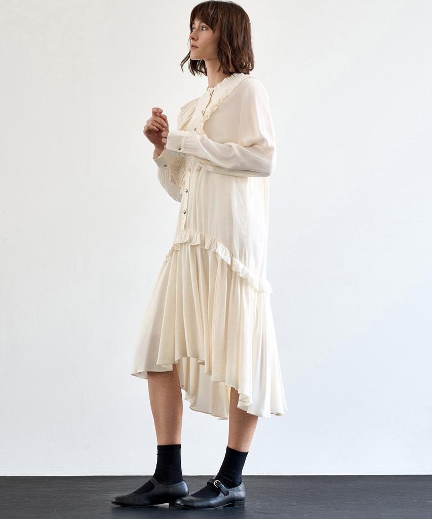 MITTE Pleats Collor Shirring Dress_Cm