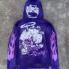 European and American Y2K Retro Harajuku Street Dark Hip-hop High Street Cartoon Printed Zipper Loose Hoodie