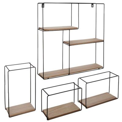 Square Wooden Wall Shelf &; Metal X 4 Atmosphera