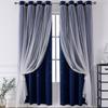 Lace Blackout Curtains Double Layer with Sheer Star Pattern Embroidery Thermal Insulated Curtain Princess Curtain  Luxury Double Layer Curtains