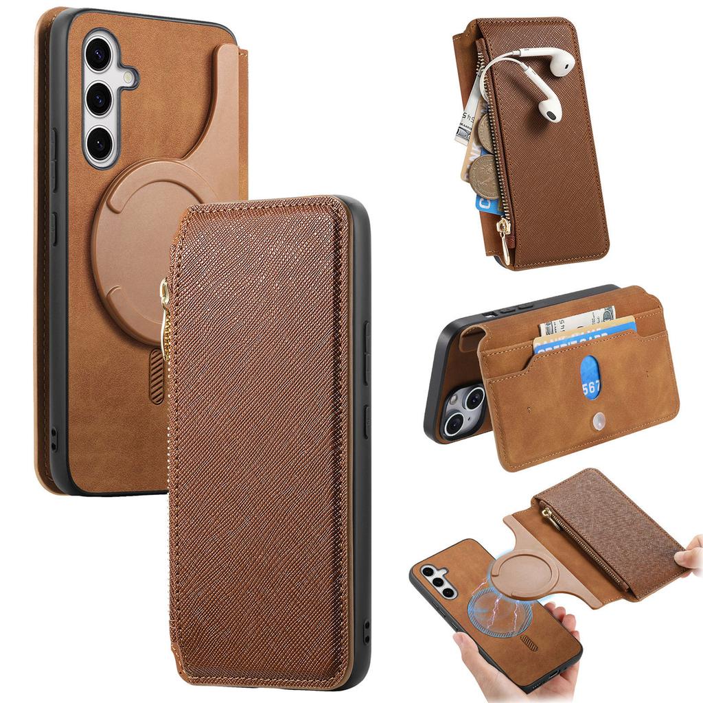 For Samsung Galaxy S25+ Leather Case CASENEO Cross Texture Detachable Magnetic Phone Cover Wallet Stand