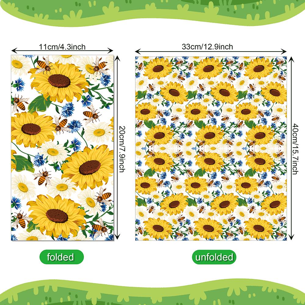 

Одноразовые салфетки для вечеринок, двухэтажные, прямоугольные, 20 шт./упак., с рисунком подсолнуха и пчелы 20Pcs