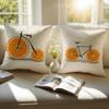 Fresh Fruit Orange Lemon Bicycle Art Cushion Cover Pillowcase Antidustmite Invisible Zipper Short Plush Sofa Cushion