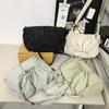 Men Drawstring Shoulder Bag Women Crossbody Bag Large Capacity Solid Color Waterproof Commuter Tote Bag