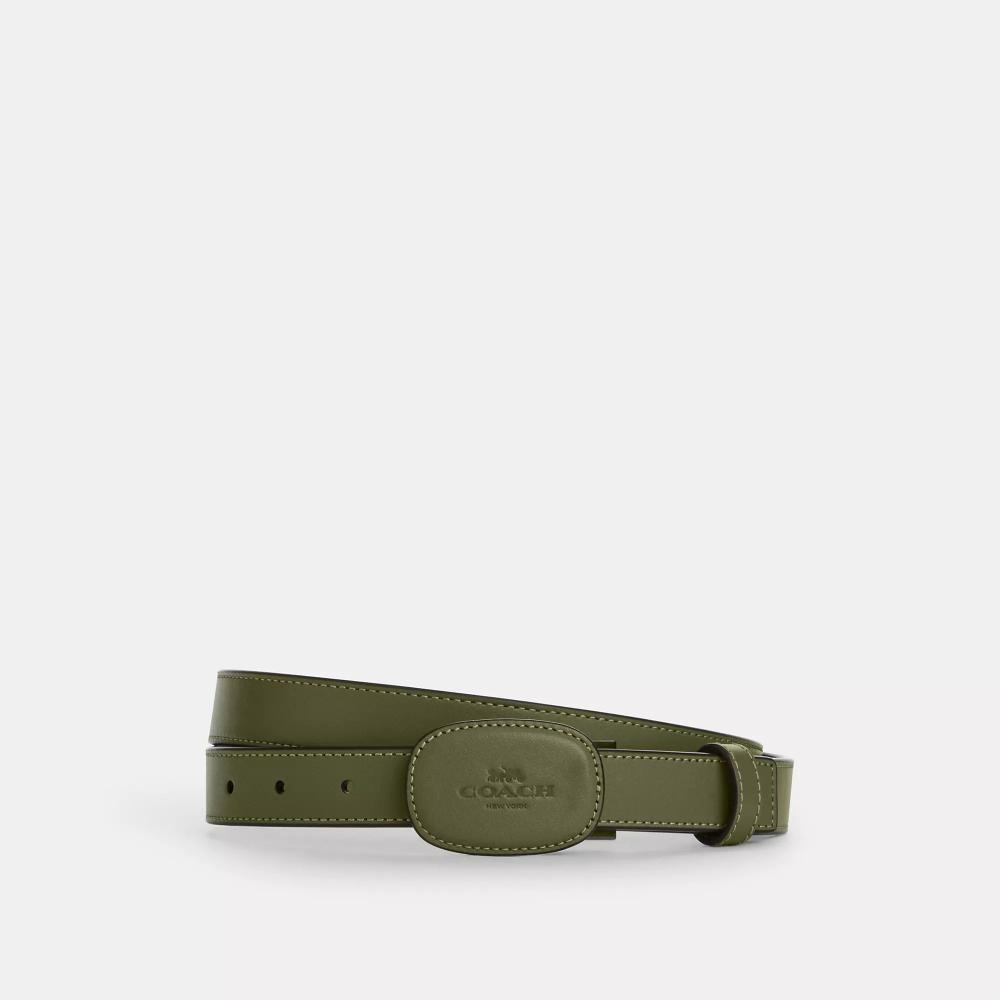 

Coach Plaque Buckle Cut To Size Reversible Eliza Belt 25 Mm Military Green One Size