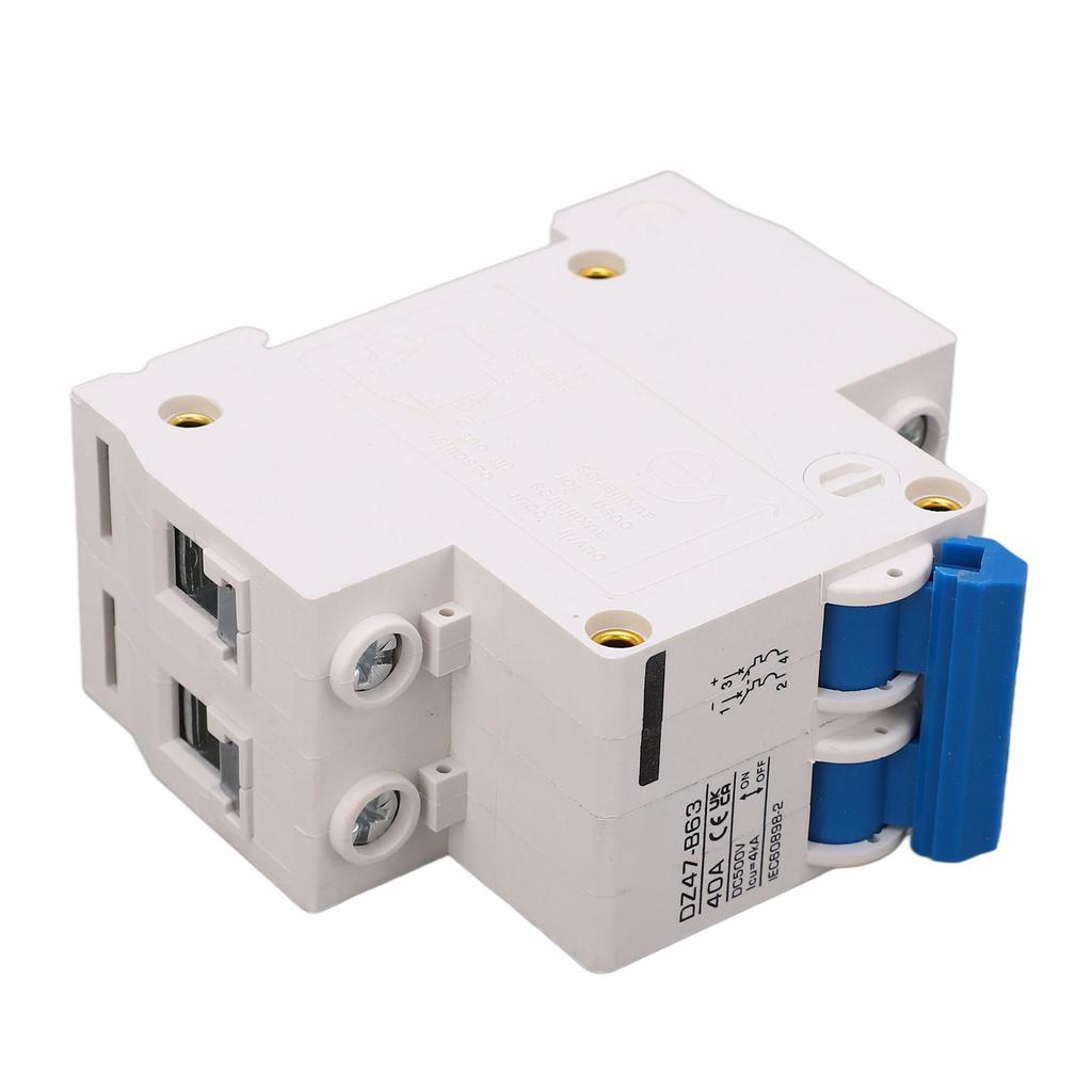 DC Miniature Circuit Breaker DIN Rail Mount Type B 2P 40A 500V for Solar PV System DZ47 B63