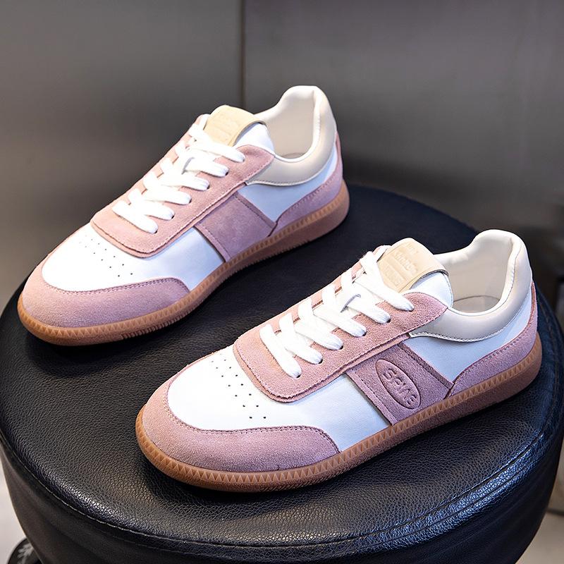 Genuine leather women's shoes 2025 new German training shoes autumn women's casual single shoes flat Forrest Gump shoes children's white shoes