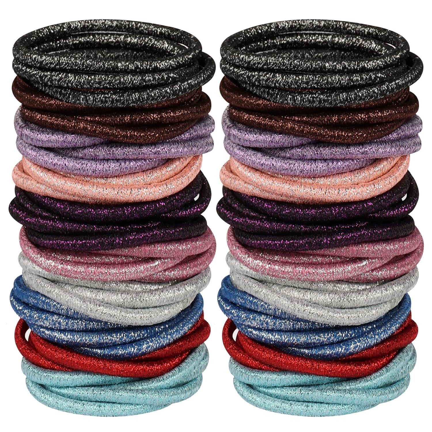 

10/30/50Pcs 4mm Black Elastic Hair Bands, Ponytail Holders Scrunchies for Women Girls Men, Durable Hair Accessories (Gold,10pcs) золотий