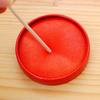 Red Quick-Drying Stamp Ink Pad for Finance Office Use - Round Iron Box for Fingerprints and Cloth Surfaces.