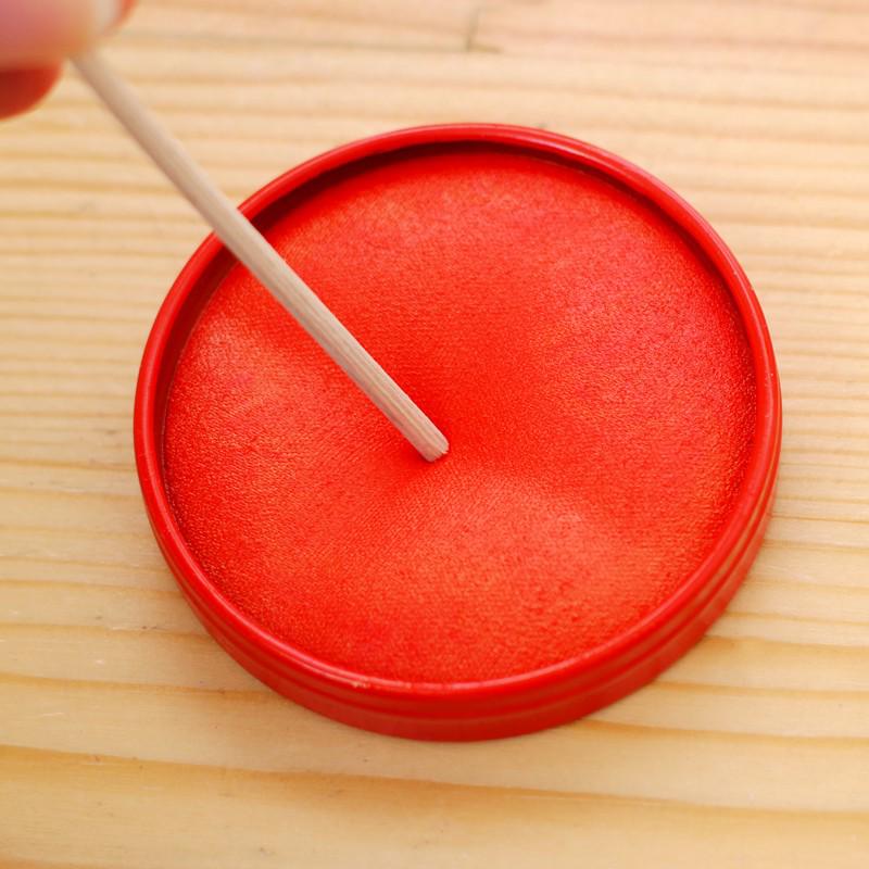 Red Quick-Drying Stamp Ink Pad for Finance Office Use - Round Iron Box for Fingerprints and Cloth Surfaces.