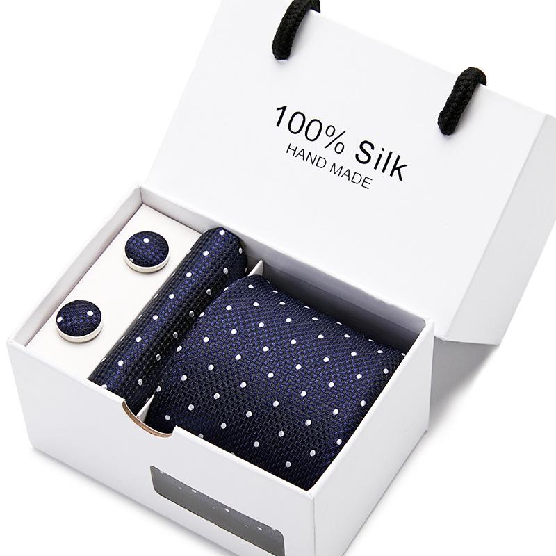 Men'S Tie Gift Box 5-Piece Set Tie Pocket Towel Scarf Cuff