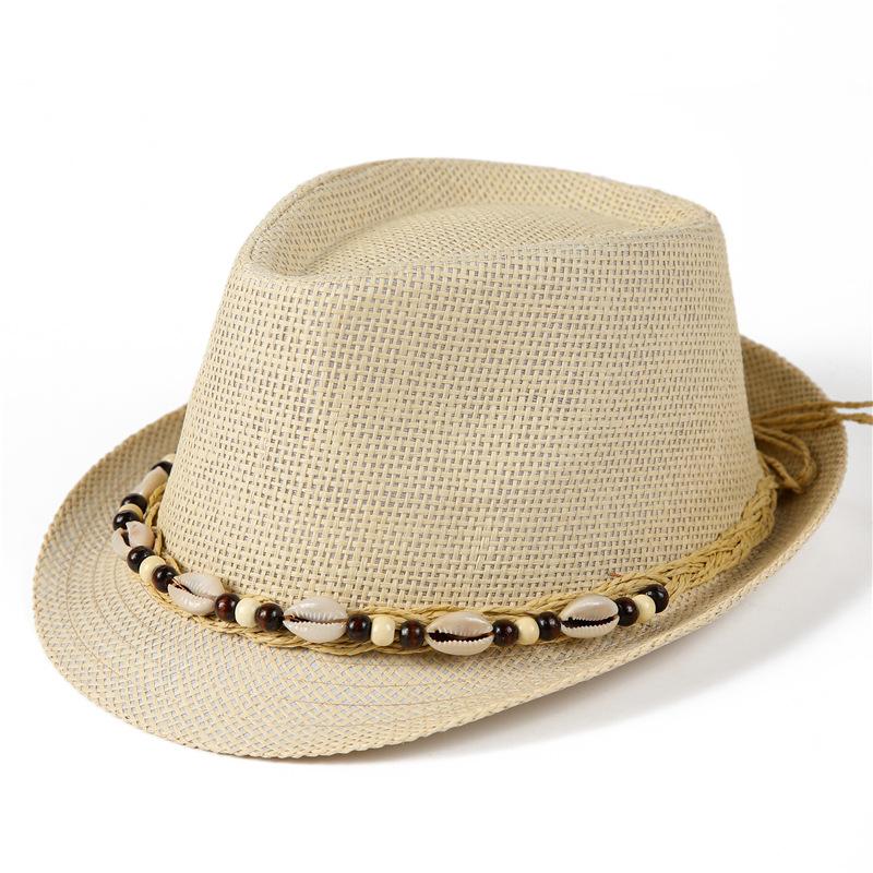 Top Hat Men'S Summer Outdoor Shade Sunscreen Hat Papyrus Shell Sun Hat Women'S Personality Fashion Trendy Hat Beach Hat