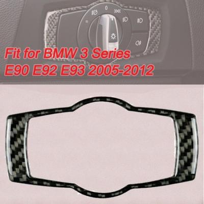 For BMW 3 Series E90 E92 E93 05-12  Carbon Fiber Car Headlight Switch Frame Trim