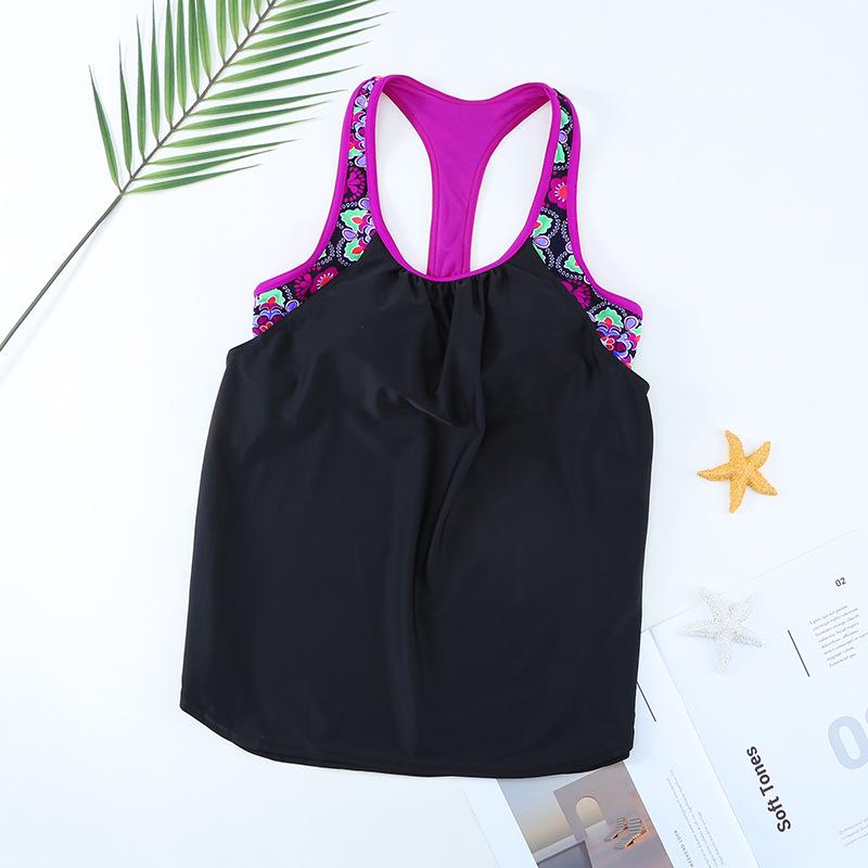 European & American Women's Plus Size Printed Split Vest Swimsuit