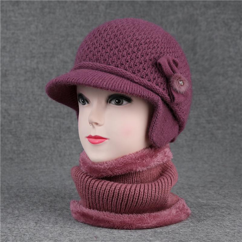 Hat Ladies Ear Protector Warm Wool Hat Winter Grandma Fleece Cold Hat