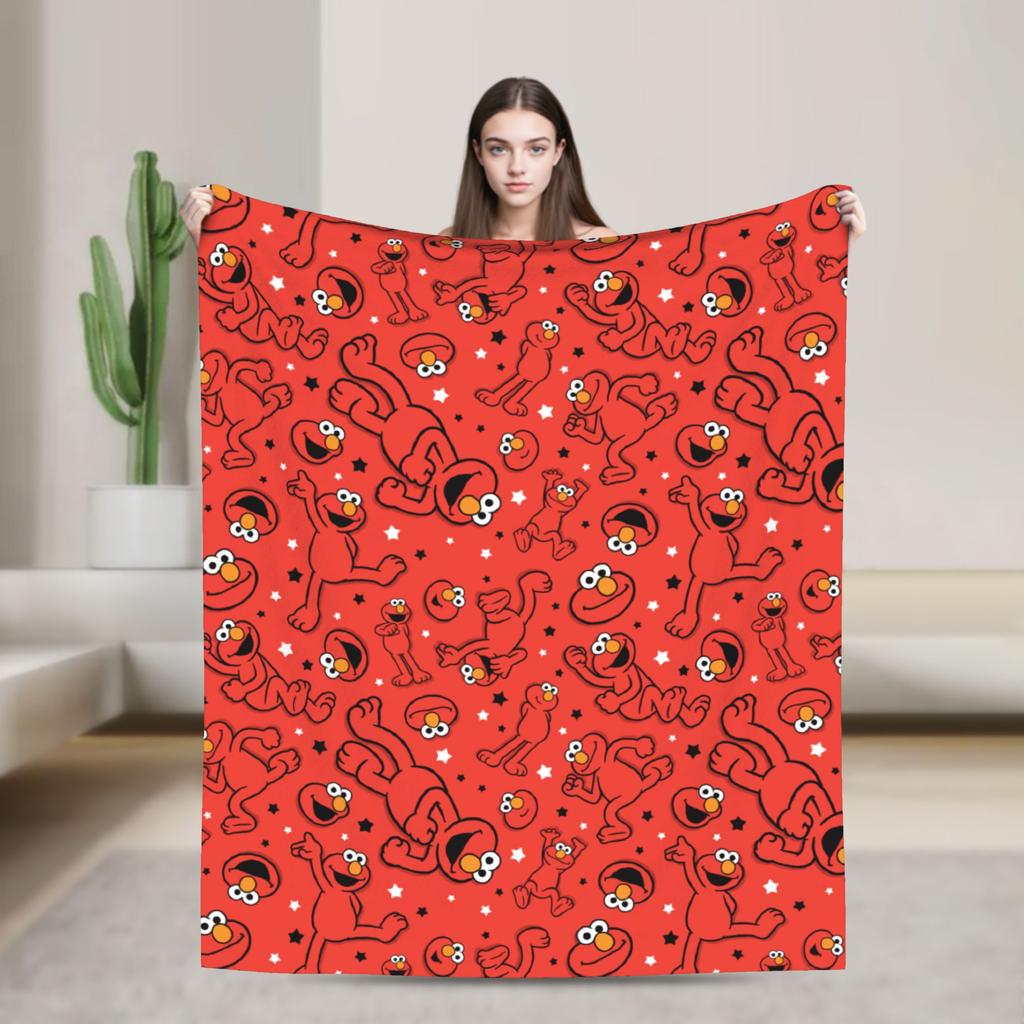 Red Dancing Elmo Pattern Sesame Street Wool Blankets  Novelty Throw Blankets for  Sofa Bedding Lounge 125*100cm Bedspread