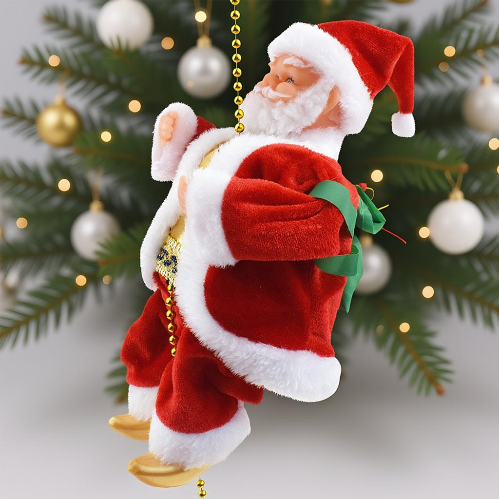 Electric Climbing Rope Santa Claus Climbs Up and Down Christmas Tree Pendant Ornament for Indoor Party Home Ornaments Gift