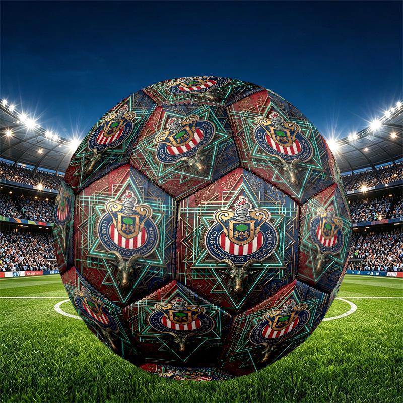 Club Deportivo Guadalajara Print Size 5 Soccer Ball, PU Wear Resistant Football for Match Training and Daily Practice, Birthday Gift for Soccer Fans