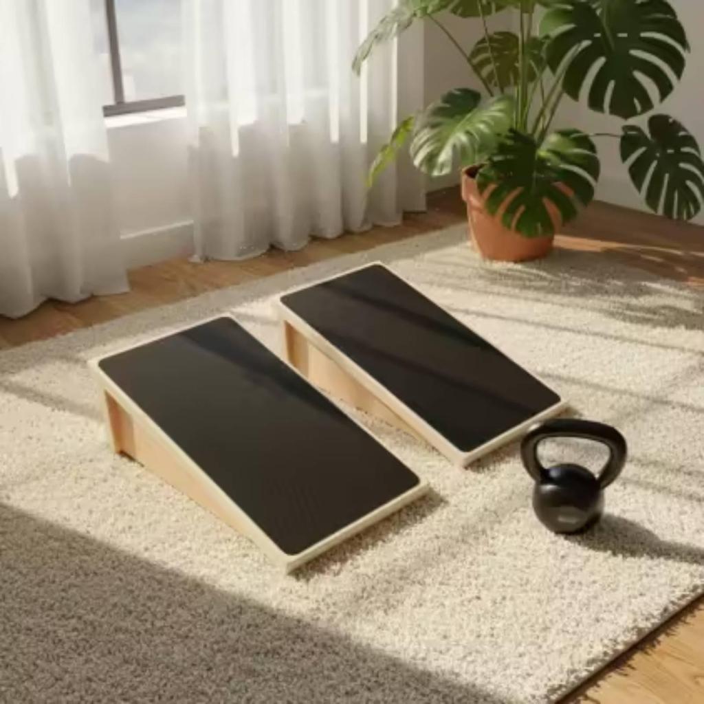 Wooden Squat Incline Board with Anti Slip Surface Knee Support Stretching