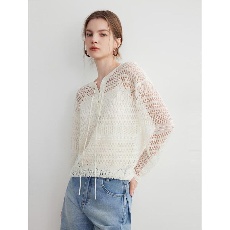 ELLE Women s Hollow Knit Cardigan S